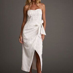 12th Tribe Brighton White Strapless Satin Wrap Dress Size Large
